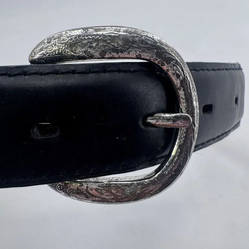 Nocona Kids Western Leather Belt Size 20 Brown Black Tooled Concho Rodeo 4411202